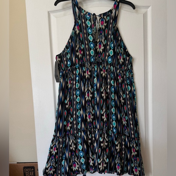 HALTER DRESS MOSSIMO. TIES ON BACK, ELASTIC WAIST, FLOWY RUFFLED HEM. BOHO. NWT - Picture 10 of 14